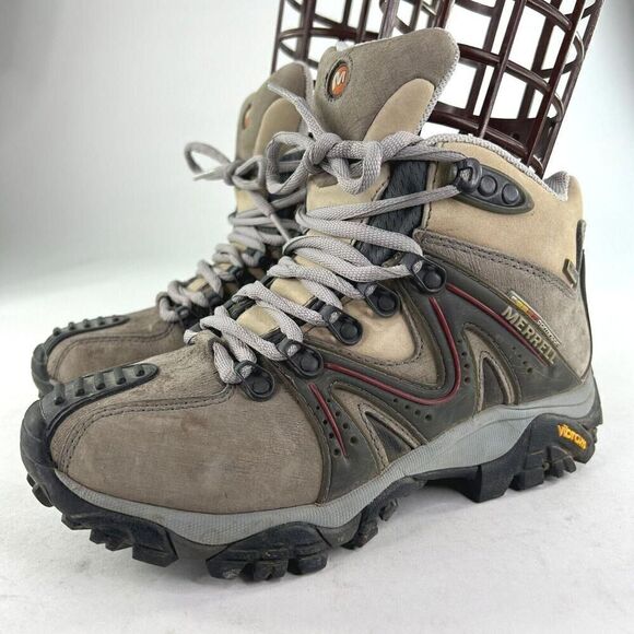 Merrell Women's Hiking Boots US 6 Mid Gray Waterproof Lace-Up Vibram Shoes - Picture 1 of 9